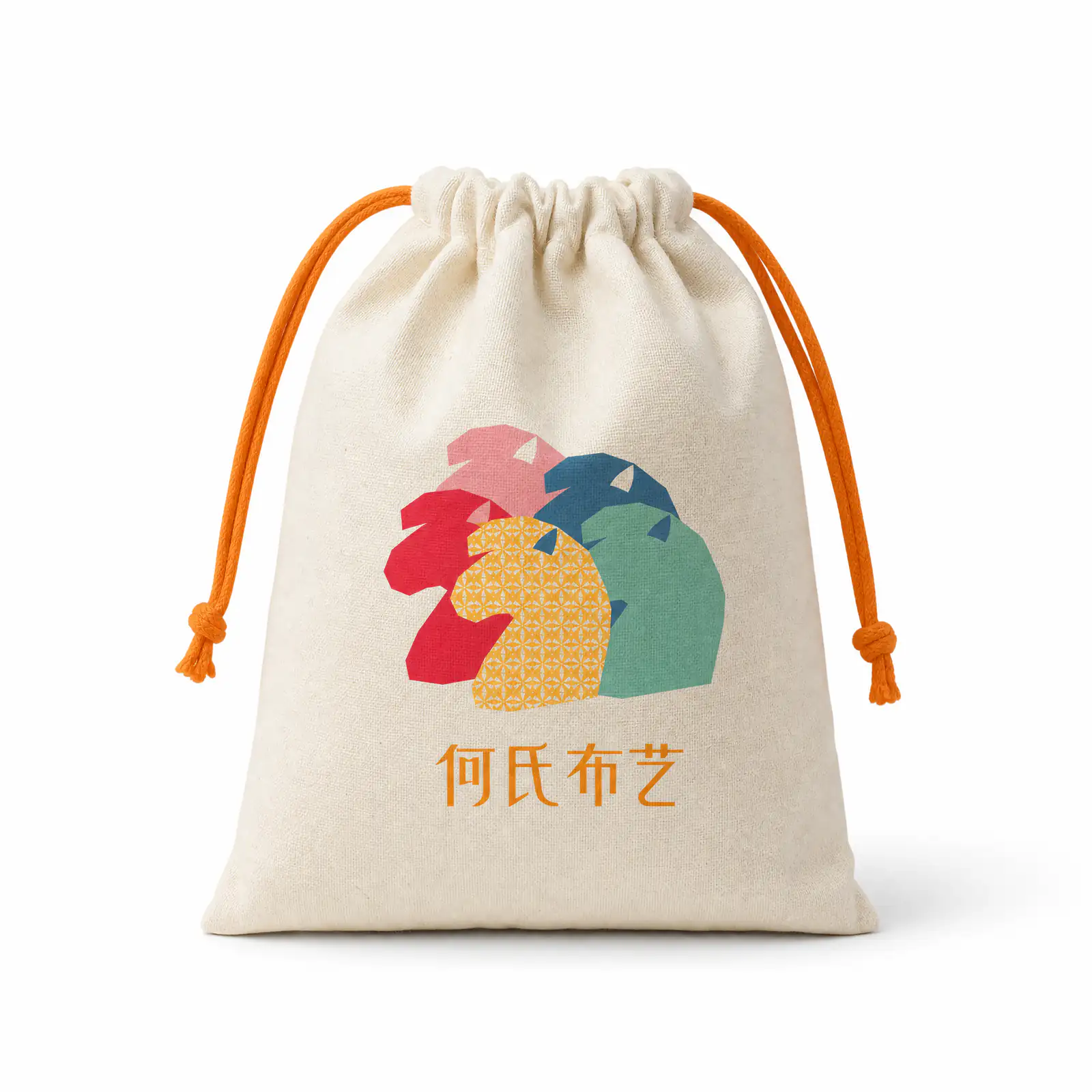 何氏布艺福马标志抽绳布袋
