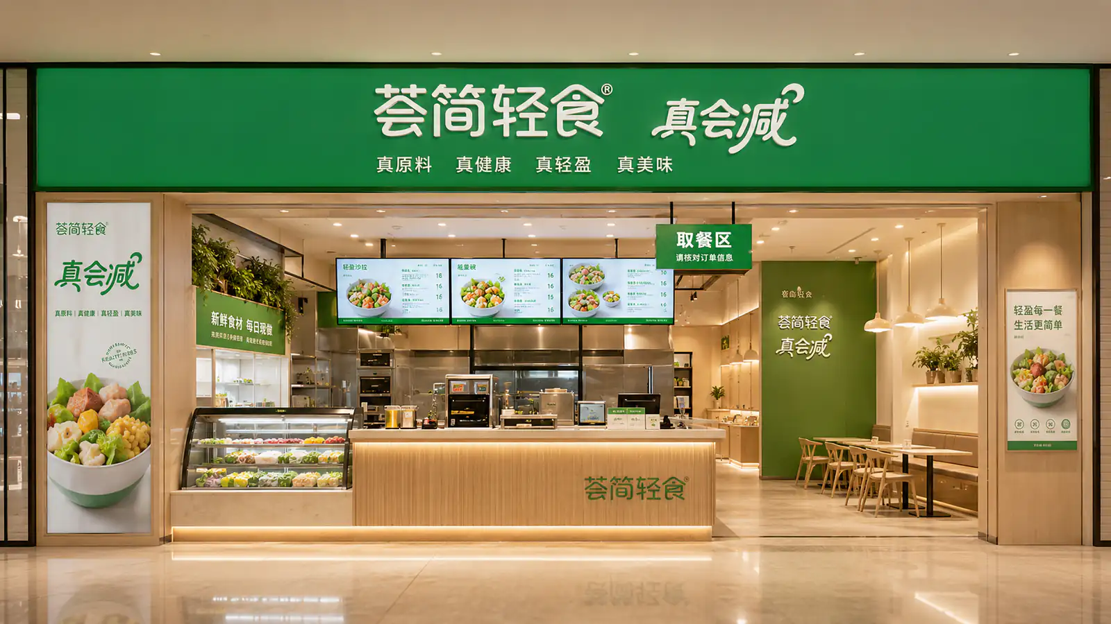 荟简轻食升级后商场门店整体形象