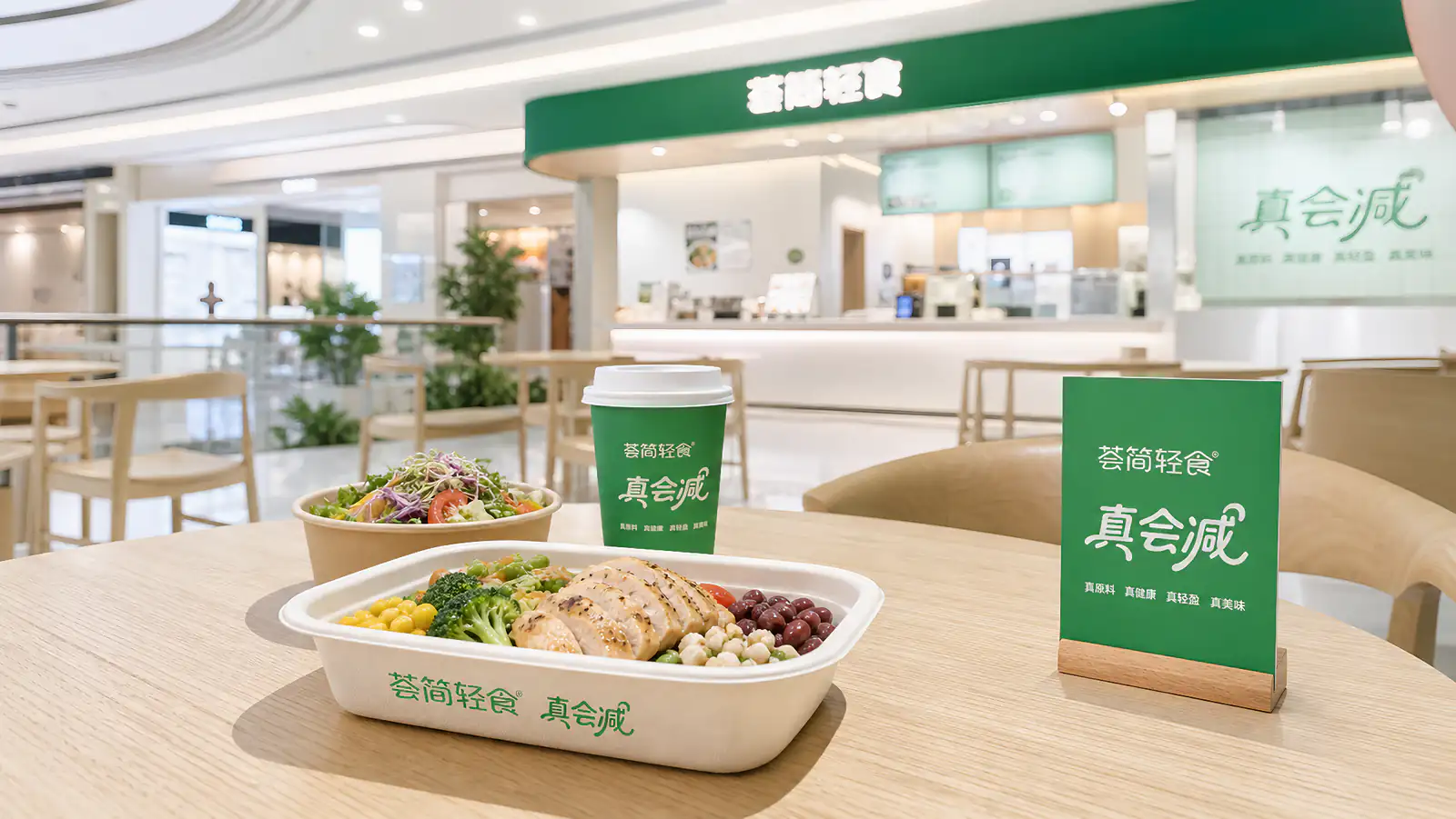 荟简轻食商场门店餐食消费场景